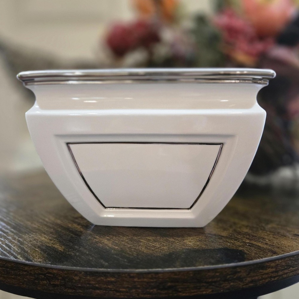 Lenox Solitaire‎ White Treat Bowl, Fine Bone China with Platinum Trim